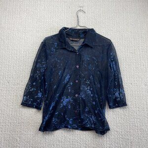 Y2K Accomplice Sheer Floral Button Up Top Dark Romantic Whimsygoth Fairy Read
